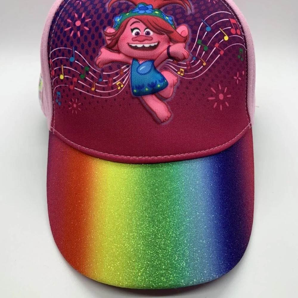 NWT TROLLS Baseball Cap Hat World Tour GIRL'S Multicolor Rainbow Snap Back‎